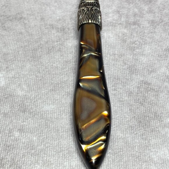 Vintage Stainless Steel Salad Servers With Faux Tortoiseshell Handles 10" - Picture 4 of 9